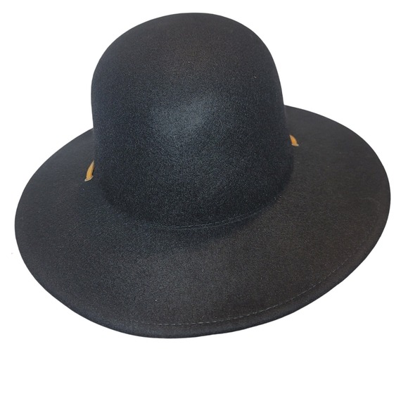 Brixton Tiller Black Fedora Hat Women's Medium Adjustable Brim Leather‎ Band - Picture 2 of 4